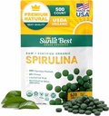 Sunlit Best Spirulina Tablets - Βιολογικά δισκία Spirulina USDA Premium 500 Count - Φυσικό Spirulinas Βιολογικό Έγκαυμα για την Ανοσολογική Υποστήριξη Ανάπτυξη των μυών, Ενέργεια Boost w / Χλωροφύλλη - Υψηλή Πρωτεΐνη, Μη ΓΤΟ