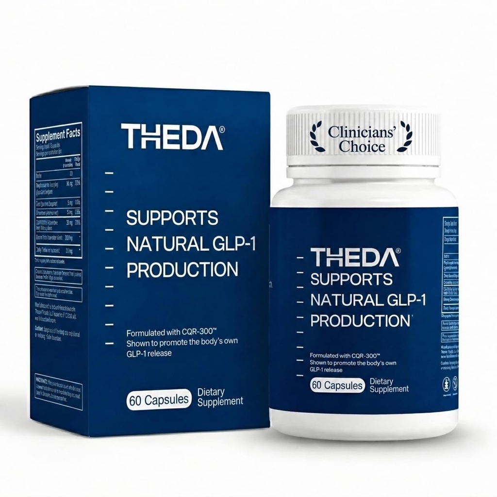THEDA GLP-1 Supplement Weight Loss for Women and Men - Clinically Studied Metabolism Booster, Expert Formulated and Patented to Support GLP1 Production Naturally (30 Day Supply, 60 Capsules)