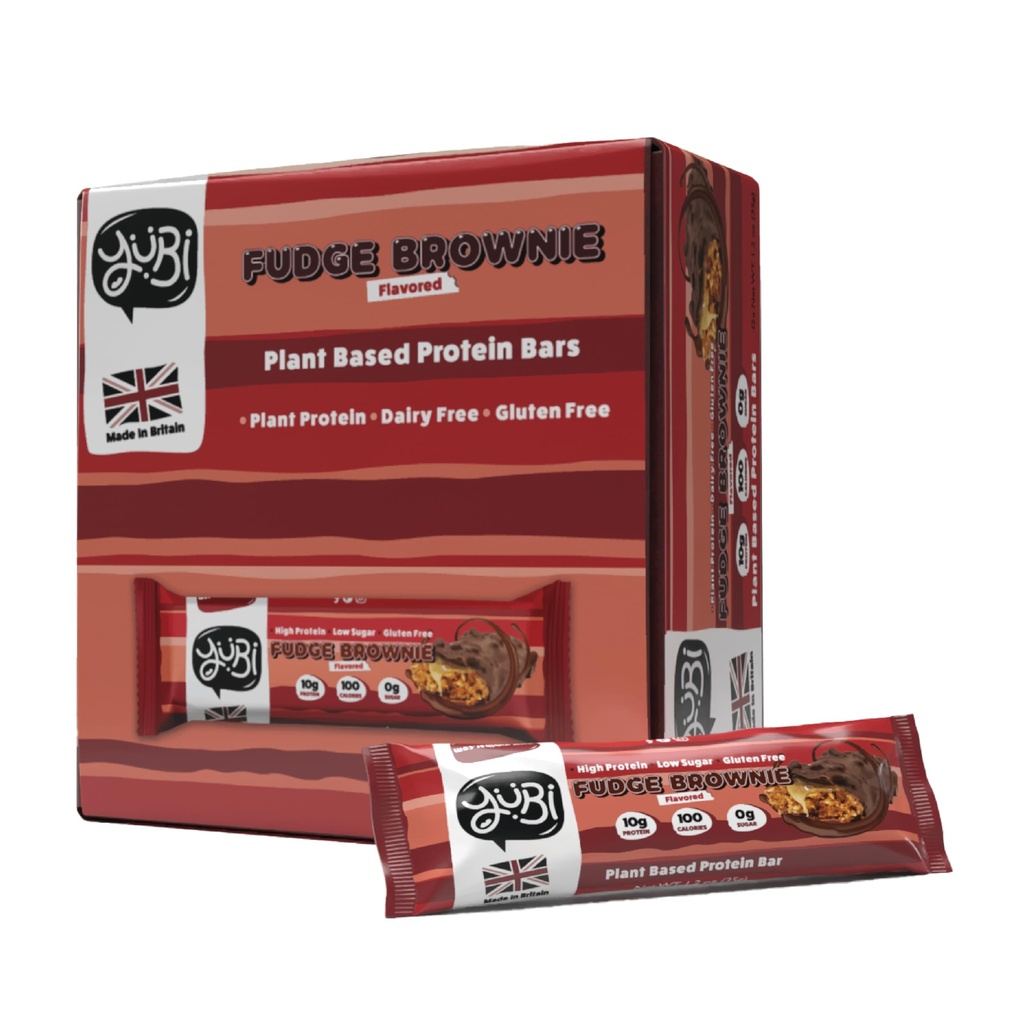 YuBi Bars - Fudge Brownie Protein Bars - 100 Calories, 10g of Protein, 0g of Sugar, Low Carb, Palm Oil Free/Non-GMO, Gluten Free, Dairy Free, Healthy Snack, Non-GMO - 14.8oz (12 Pack, Fudge Brownie)