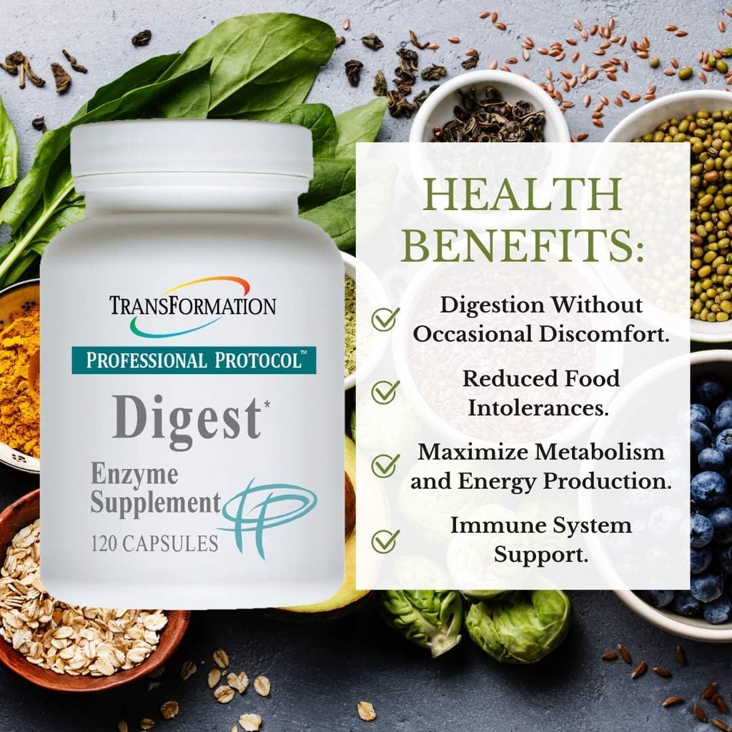 TRANSFORMATION THE GENESIS OF GOOD HEALTH Enzyme - Digest Wellness Supplement, Supports Digestive & Immune System Health, Aids Digestion of Lipids to Enhance Performance of Pancreas & Liver, (120)