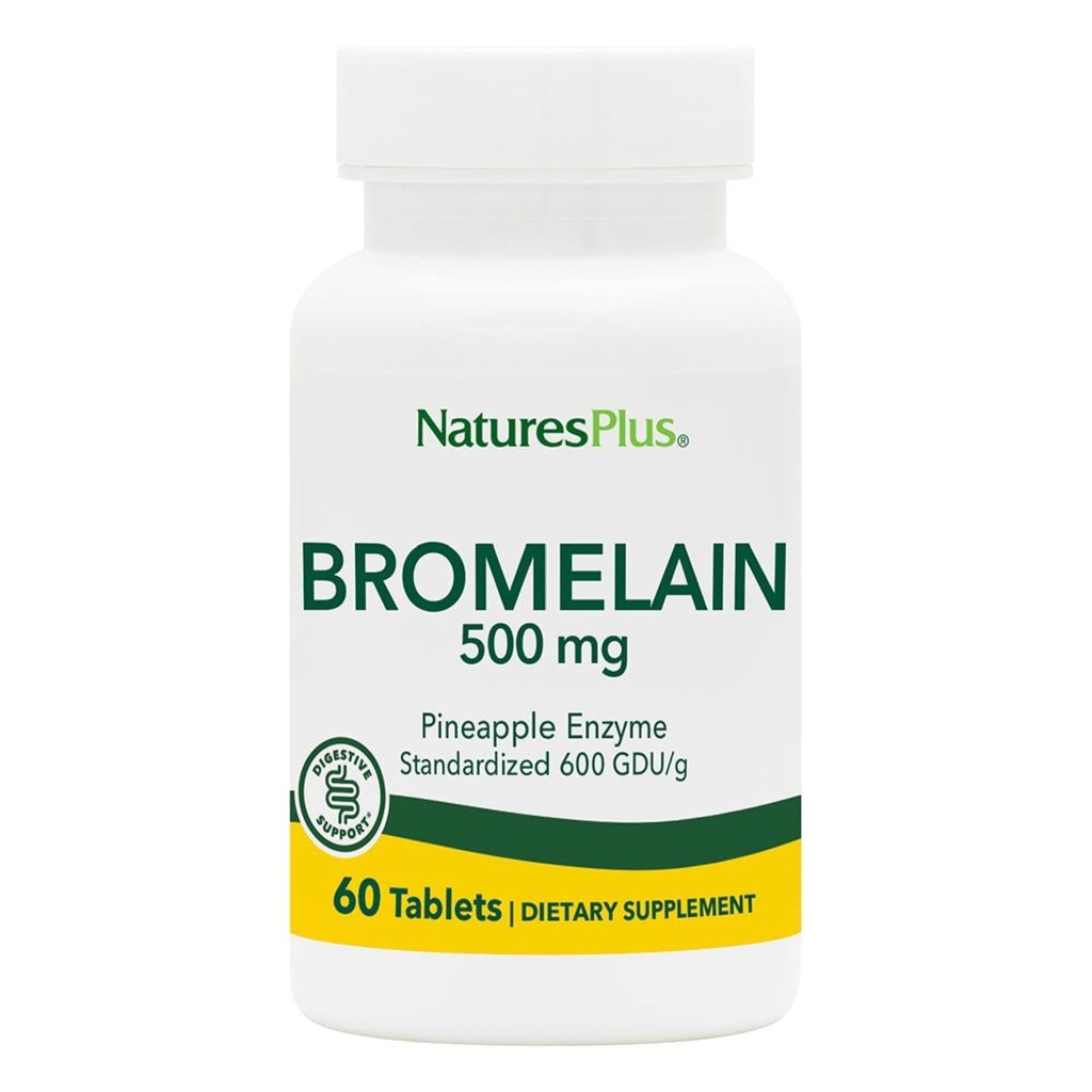 Natures Plus Bromelain - 500 mg - Φυσικό πρωτεολυτικό συμπλήρωμα - 60 χορτοφαγικά δισκία (60 Servings)