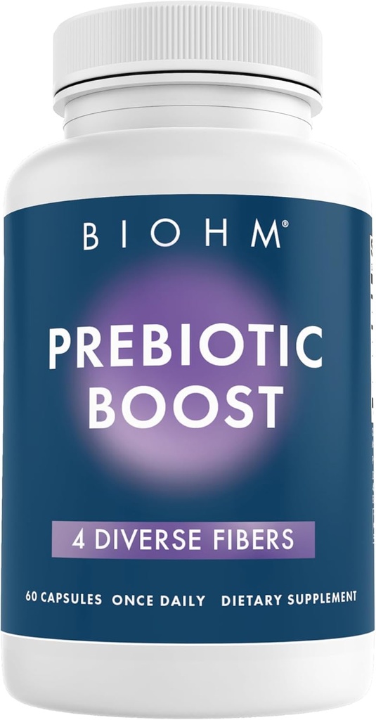 BIOHM Prebiotic Fiber Συμπλήρωμα (60 κάψουλες) 4 Diverse Dietary Fibers to Support Probiotic Environment, Helps Gut Health and Immune System, Περιλαμβάνει Inulin & Apple Pectin Powder