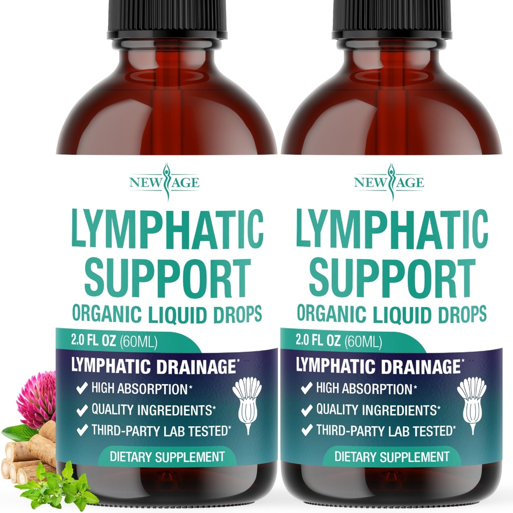 Organic Lymphatic Drainage Drops - All in 1 Organic Lymphatic Drainage Supplement with Burdock Root, Echinacea, Elderberry, Calendula, Cleavers Herb, Dandelion Supports Lymphatic Health - 4 OZ