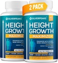SILVERPEAKS Growth Capsules to Grow Taller - Height Growth Maximizer with Calcium for Bone Strength - Made in USA - Natural Get Taller Supplement to Increase Bone Growth - Pack of 2