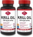 Olympian Labs Antarctic Krill Oil, 1000mg Caps with Astaxanthin, Omega-3, EPA, DHA, Immune, Joint & Brain Support, 60 Softgels (Pack of 2)