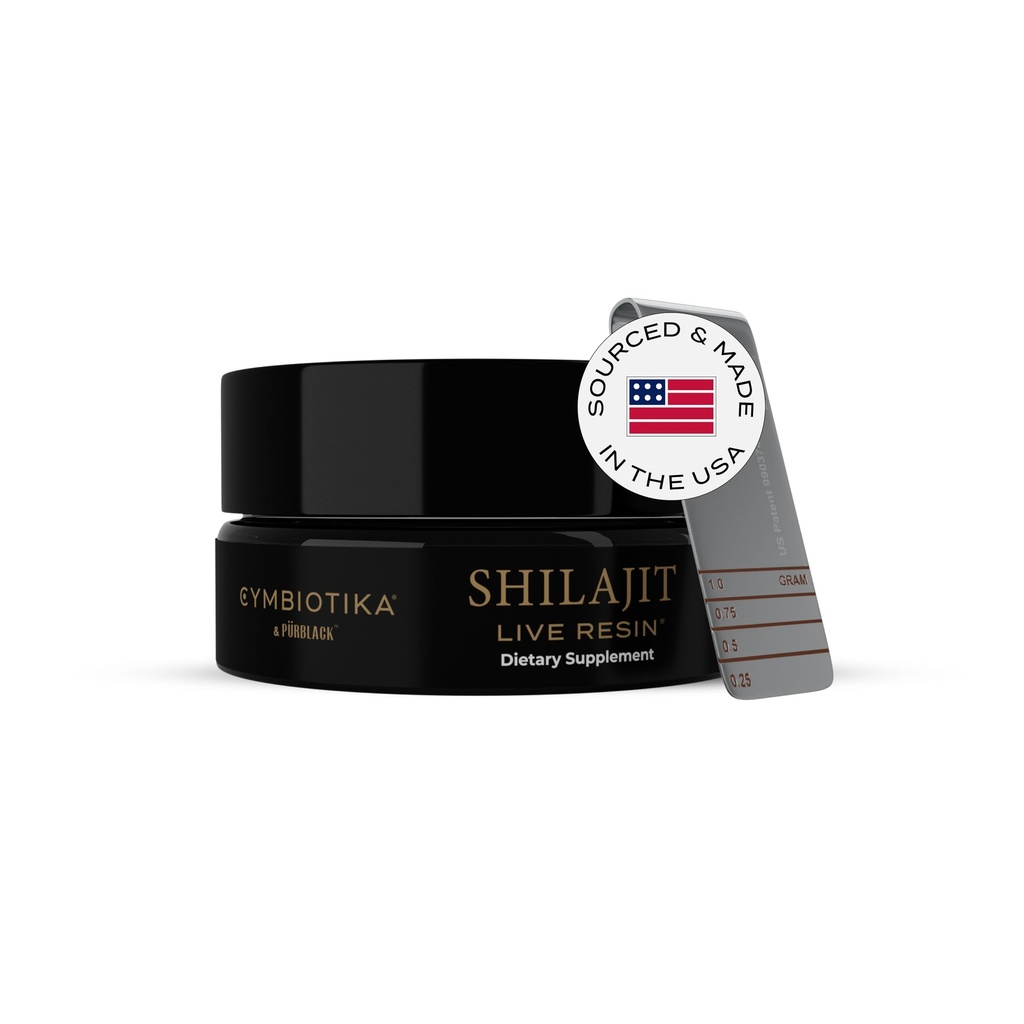 CYMBIOTIKA Pure Himalayan Shilajit Resin 500mg - 84+ Trace Minerals, High Potency with Elemental Gold & Fulvic Acid - for Energy, Focus, Immune & Digestive Support - Authentic Shilajit Resin