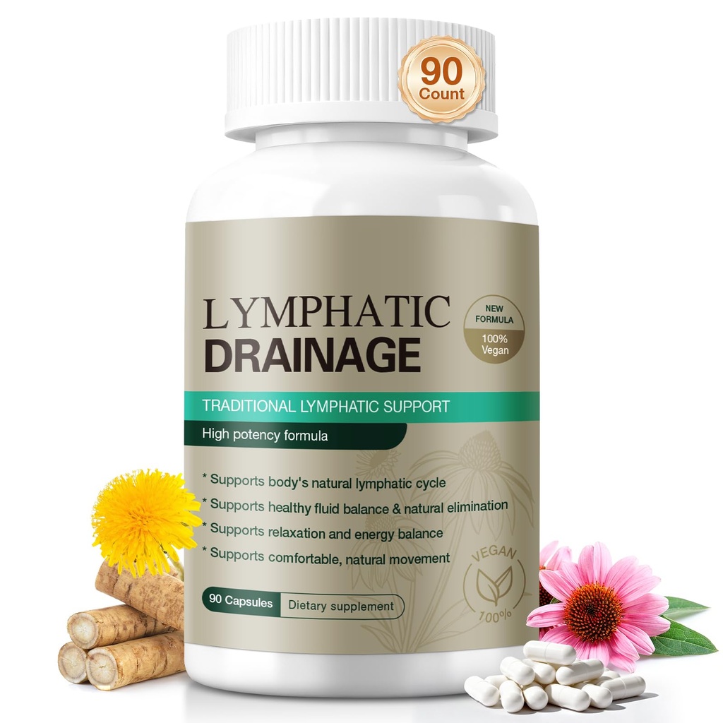 21-in-1 Liposome Lymphatic Drainage Supplement, Lymphatic Drainage Capsules with Dandelion, Cleavers & Echinacea, Immune & Lymph System Support, Fluid Balance & Daily Lymphatic Detox, Vegan 90 Count