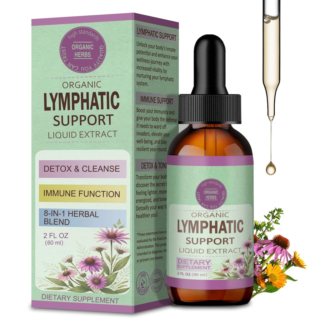 OUROZO Lymphatic Drainage Drops for Lymph System Detox Cleanse, Lymphedema Support Supplement Formula Echinacea, Burdock Root, Calendula Flower, Use with Lymph Massage Tool. 2oz