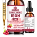 Iron Supplement for Women丨Gentle Iron with Vitamin C & B Complex for Energy Support & Blood Health | Fast Acting Liquid Iron Drops for Iron Deficiency丨Non-GMO, Sugar-Free, Yummy Raspberry Formula