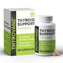 Thyroid Support Complex (60 Capsules) for Women & Men, 0% Iodine, Boosts Mood & Energy, Fights Brain Fog & Stress, Includes B Vitamins, Non-GMO, Made in USA - cGMP Certified