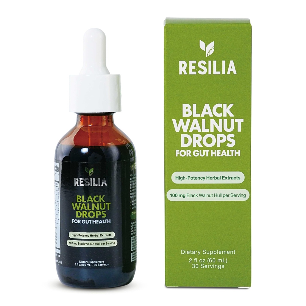 Resilia Herbal Cleanse Liquid Drops – Black Walnut & Wormwood Extract with Pumpkin Seed, Garlic & Turmeric – Alcohol-Free Tincture for Digestive & Daily Wellness Support, 2 fl oz