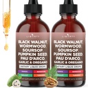 Defend Wormwood Black Walnut Cleanse for Humans Drops Liquid Soursop Garlic Pumpkin Seed PAU D'Arco Oil of Oregano Turmeric Berberine Neem Extract Hull Bark Tincture - 4 OZ