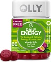 OLLY καθημερινή ενέργεια Gummy, χωρίς καφεΐνη, βιταμίνη B12, CoQ10, Goji Berry, συμπλήρωμα μάσημα ενηλίκων, Τροπική γεύση - 60 κόμης