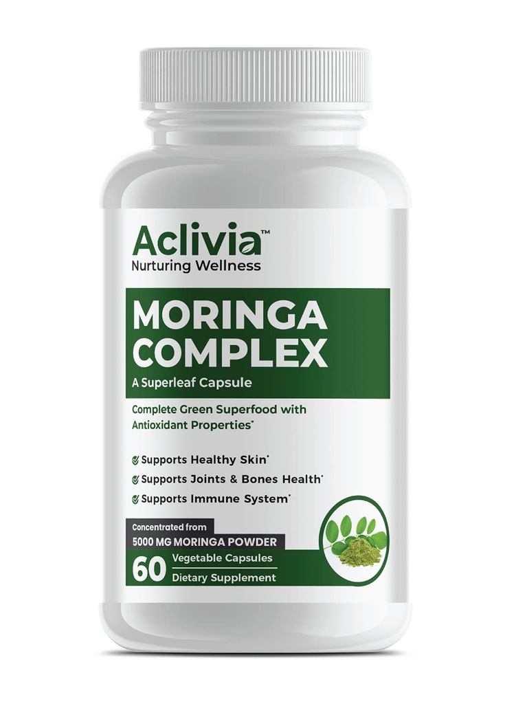 Moringa Complex - Maximum Strength Moringa Oleifera Leaf & Seed Supplement - Υπερτροφικές κάψουλες με Αντιοξειδωτικές Ιδιότητες - 5000mg - 60 Κάψουλες