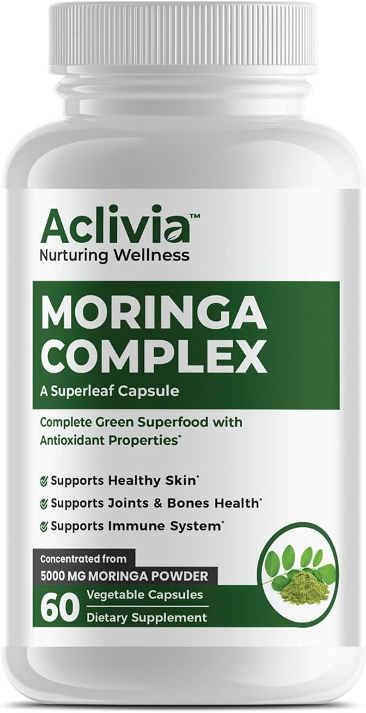 Moringa Complex - Maximum Strength Moringa Oleifera Leaf & Seed Supplement - Υπερτροφικές κάψουλες με Αντιοξειδωτικές Ιδιότητες - 5000mg - 60 Κάψουλες