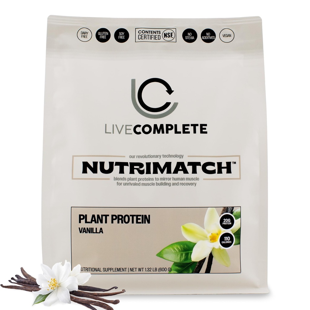 NutriMatch™ Plant Protein Powder – Vanilla | 18 Servings - 20g | Vegan, 100% Plant-Based, Complete Protein with 96% Match Rate™