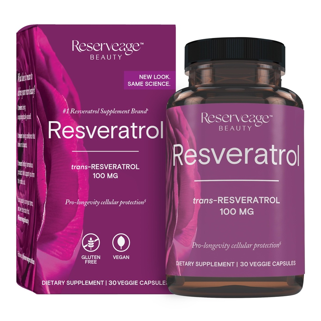 Reserveage Beauty, Resveratrol 100 mg, Antioxidant Supplement for Heart and Cellular Health, Supports Healthy Aging and Immune System, Paleo, Keto, 30 Capsules (30 Servings)