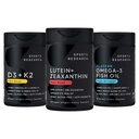 Sports Research® Eye Health Support Pack with Lutein 20mg + Zeaxanthin 4mg, Vitamin D3 5000iu + K2 100mcg, and Alaskan Omega-3 Fish Oil 1250mg - Non-GMO Tested · Gluten & Soy Free