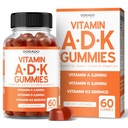 ADK Gummies Vitamin D3 K2 (60 Sugar Free Gummies) Βιταμίνη D3 K2 10000iu/ 5000iu - Συμπλήρωμα με D & K - 10 Vegan συμπλήρωμα - Delicious Raspberry Flavor - Μη ΓΤΟ & ΗΠΑ Made - 60 Count
