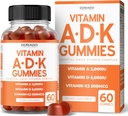 ADK Gummies Vitamin D3 K2 (60 Sugar Free Gummies) Βιταμίνη D3 K2 10000iu/ 5000iu - Συμπλήρωμα με D & K - 10 Vegan συμπλήρωμα - Delicious Raspberry Flavor - Μη ΓΤΟ & ΗΠΑ Made - 60 Count
