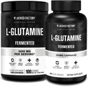Jacked Factory L-Glutamine Powder 100 Σερβιέτες & L-Glutamine Κάψουλες 500mg (240 κάψουλες) για την αποκατάσταση μυών μετά την προπόνηση, Ανοσία, Digestive Health