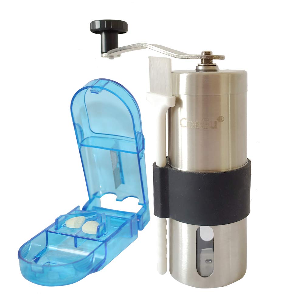CoaGu 2-Pack Pill Crusher: Grind Aspirins and Vitamins to a Fine Powder with Adjustable Fitting and Cutter
