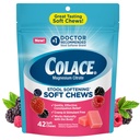 Colace Stool Softener Soft Chews, 42 Count, Gentle Constipation Relief, No.1 Doctor Recommended Stool Softener Brand, Mixed Berry