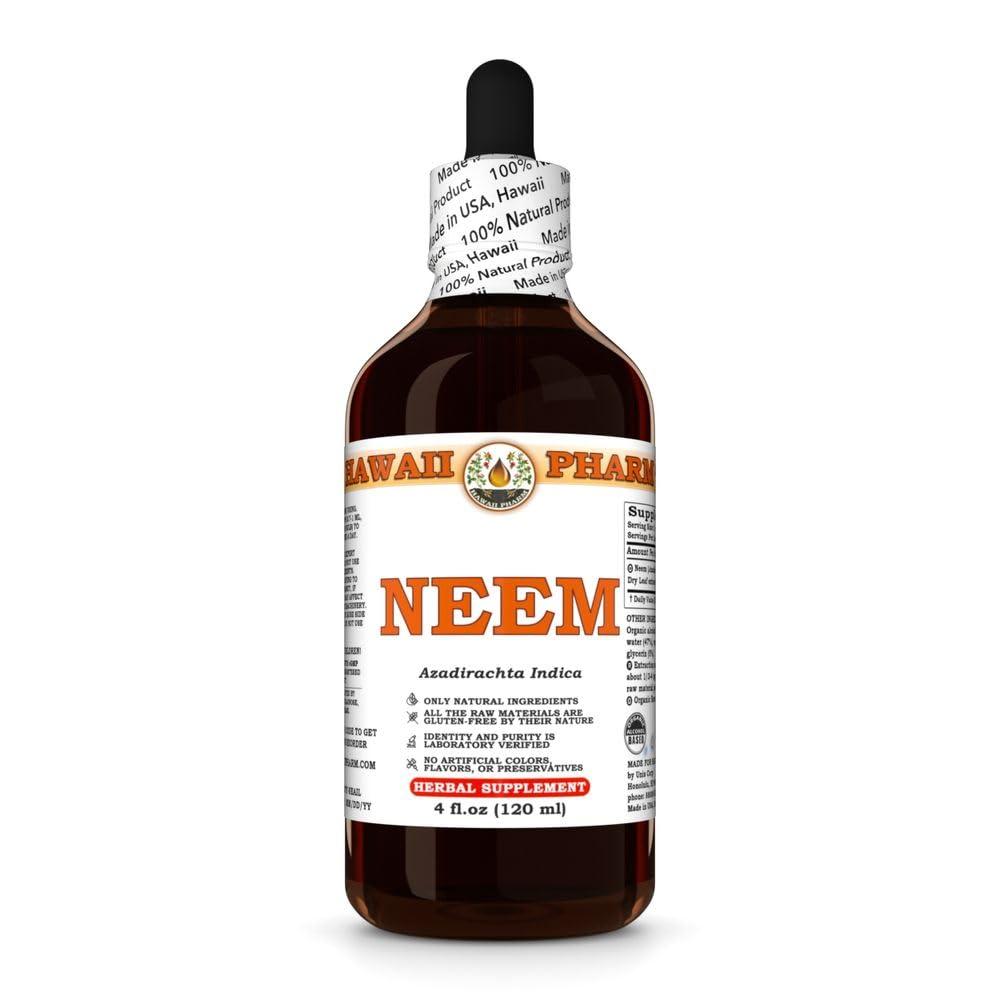 Hawaii Pharm Neem (Azadirachta Indica) Liquid Extract, Tincture, Herbal Supplement, Made in USA, 4 fl.oz