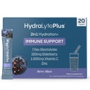 Hydralyte Electrolytes Plus Immunity, Elderberry - Low Sugar Rapid Rehydration Powder - Lightly Sparkling Electrolyte Powder Packets with 1,000mg Vitamin C and 300 mg Elderberry (8oz Serve, 20 Count)