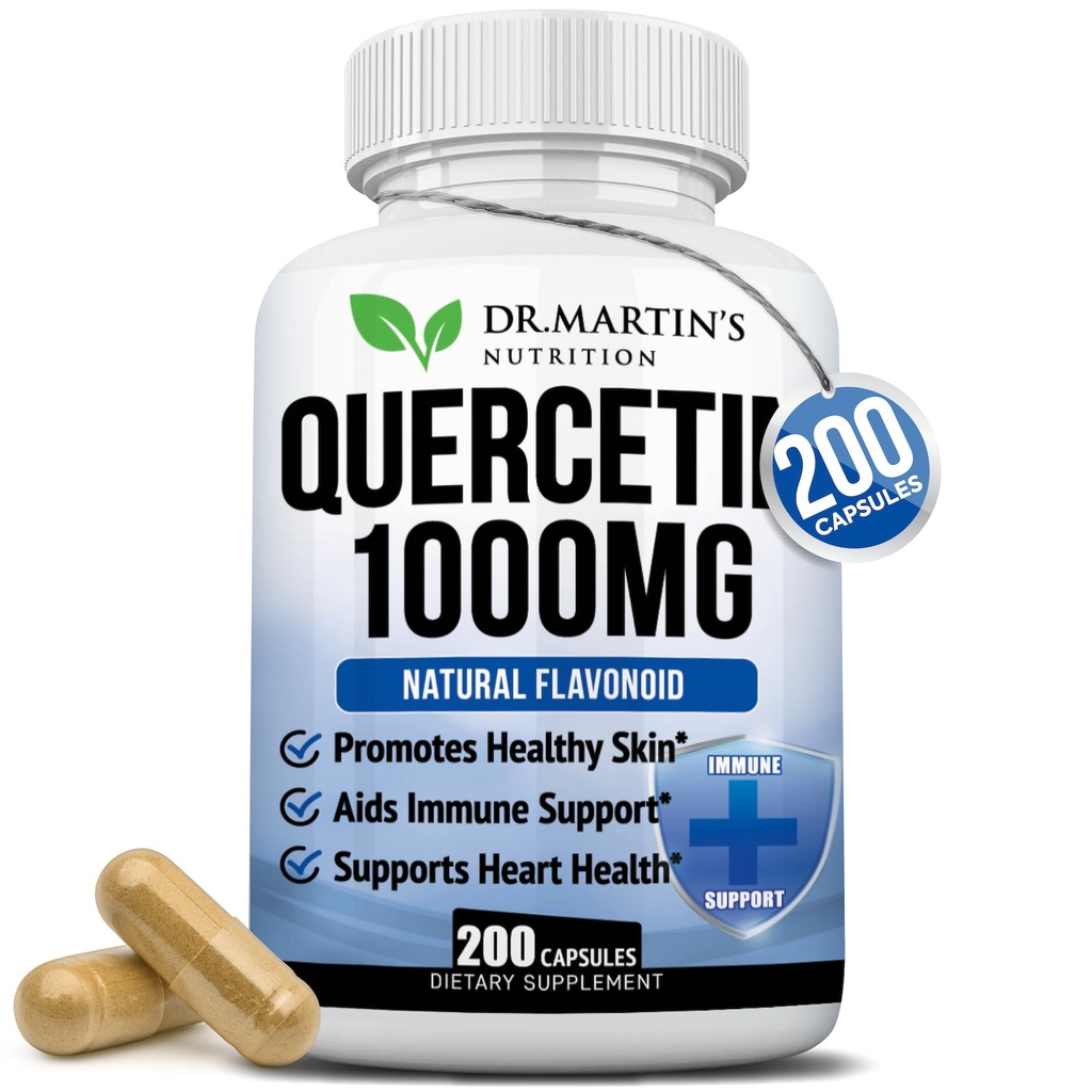 1000mg Quercetin - 200 Capsules | Immune Support, Antioxidant for Seasonal Sinus Relief & Cardiovascular Health | Maintains Inflammatory & Immune Responses | Men & Women