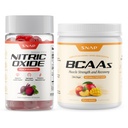 Snap Supplements Nitric Oxide Beet Root Gummies + BCAA Powder Bundle, 60 Sugar-Free Peach Gummies + 30 Servings Peach Mango