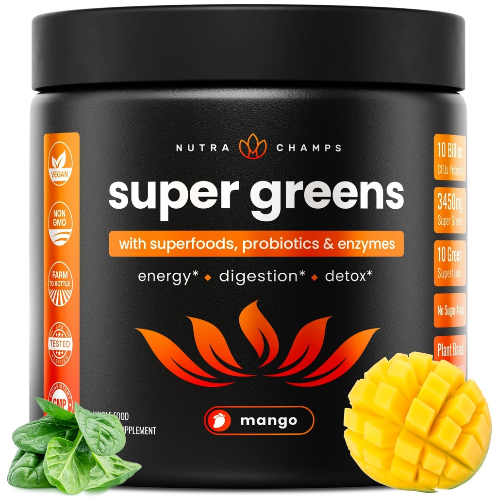 NutraChamps Super Greens Powder Premium Superfood 