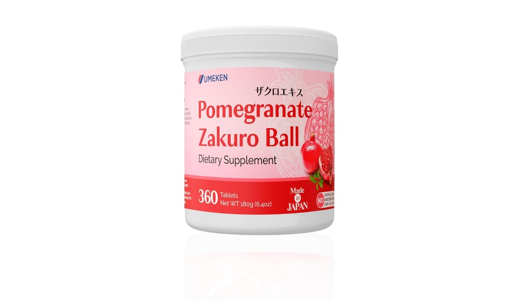 Umeken Ρόδι Μπάλες, Chewable συμπλήρωμα με φυσικές βιταμίνες, ορυκτά, Κιτρικά οξέα & τανίνες, Ιαπωνικά Συμπληρώματα Ρόδι για τις γυναίκες, 2 Μήνες προσφοράς, 360 Count Bottle, Pack of 1
