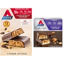 Atkins Chocolate Peanut Butter Protein Meal Bar 16g Protein 12 Count and Caramel Nut Chew Bar 1g Sugar 5 Count