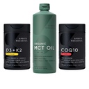 Sports Research® Vegan Supplements Pack - Vegan D3 + K2 + Organic MCT Oil + CoQ10