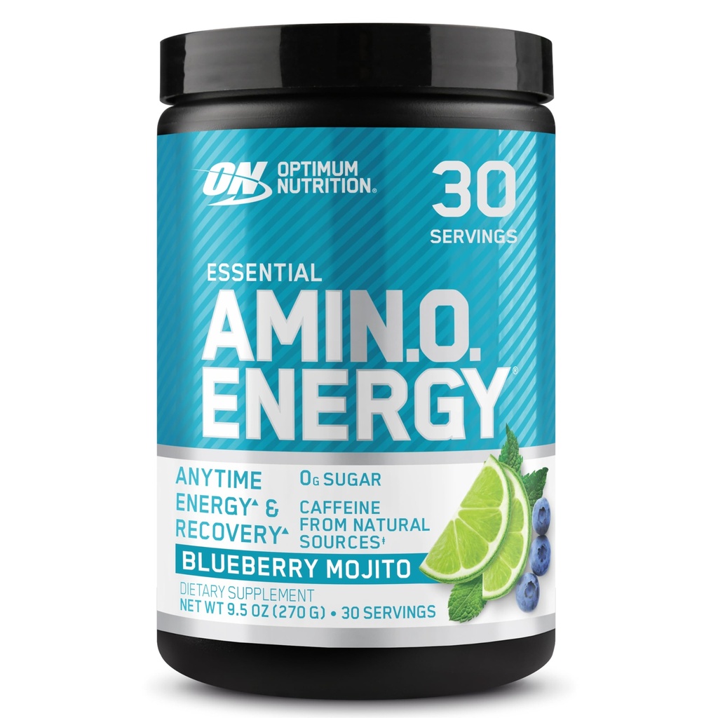 Optimum Nutrition Amino Energy - Προ προπόνηση με πράσινο τσάι, BCAA, Αμινοξέα, Κετοφιλικό, Πράσινο εκχύλισμα καφέ, Ενεργειακή σκόνη - μύρτιλο Mojito, 30 υπηρεσίες (συσκευασία Μαΐου Vary)