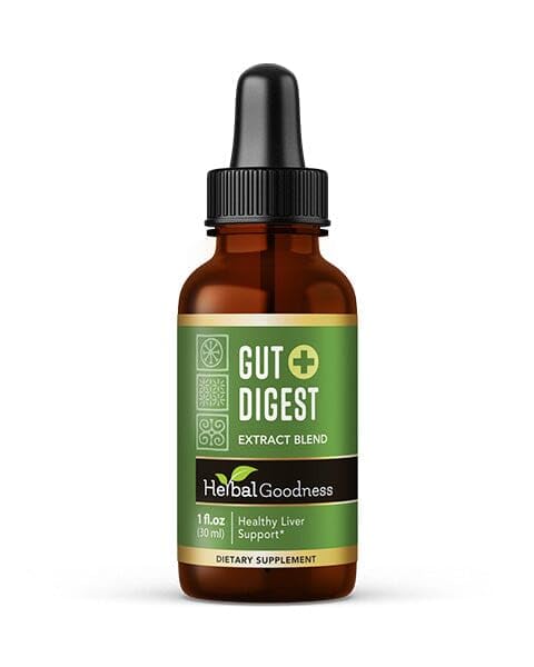 Herbal Goodness Gut Digest Plus 1oz – Liquid Digestive & Enzyme Support – Herbal Supplement with Digestive Enzymes, Fiber for Gut Health & Immunity Boost