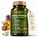 Detox Capsules with Milk Thistle, Dandelion Root & Herbal Blend, Natural Liver Detox Supplement, Digestion & Energy Support | Clean, Non-Habit Forming Formula – 60 Capsules