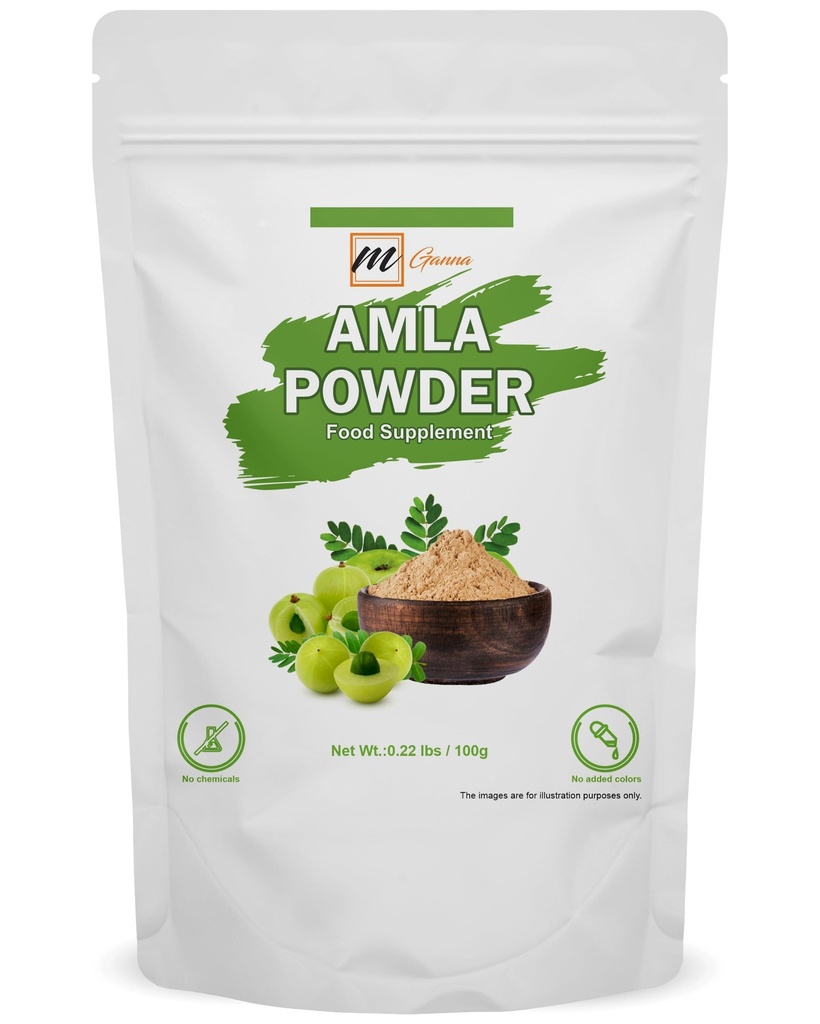 mGanna 100% Natural Amla/Indian Gooseberry/Emblica Officinalis Powder for Skin, Hair and Health Care 100 GMS / 0.22 LBS