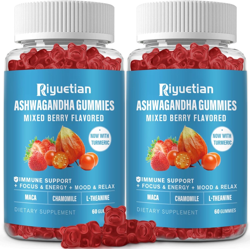 Ashwagandha Gummies for Women & Men - Immune Support & Increased Energy - Ashwagandha Supplements for Men & Women - Natural Strawberry Flavor (120 Count)