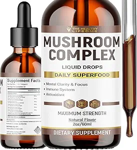 Liquid Mushroom Complex | Herbal Liquid Drops| Mushroom Supplement | Lion's Mane, Reishi, Shiitake, Chaga, Cordyceps, Coriolus Versicolor | NonGMO 2oz - 60 Day Supply