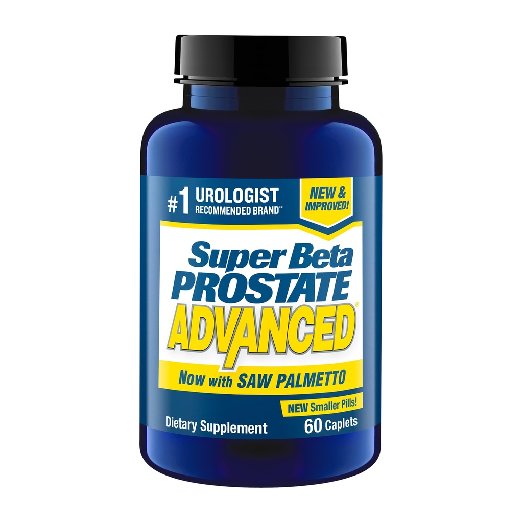 SUPER BETA PROSTATE Advanced with Saw Palmetto - Prostate Health Supplements for Men, Bladder & Urinary Support with Beta-sitosterol, Reishi, Saw Palmetto, Vitamin D, Zinc Oxide, Selenium - 60 Count
