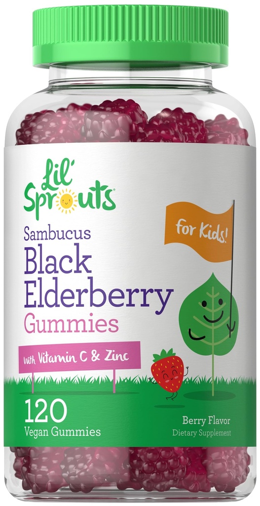 Carlyle Elderberry Gummies for Kids | 120 Count | Zinc and Vitamin C | Berry Flavor | Vegan, Non-GMO, and Gluten Free | by Lil' Sprouts