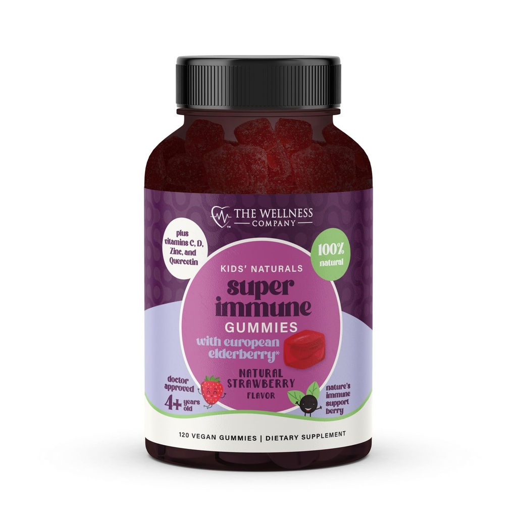 The Wellness Company Kids Naturals Elderberry Gummies – Immune Support with Vitamin C & Zinc | 60ct (1 Month Supply)