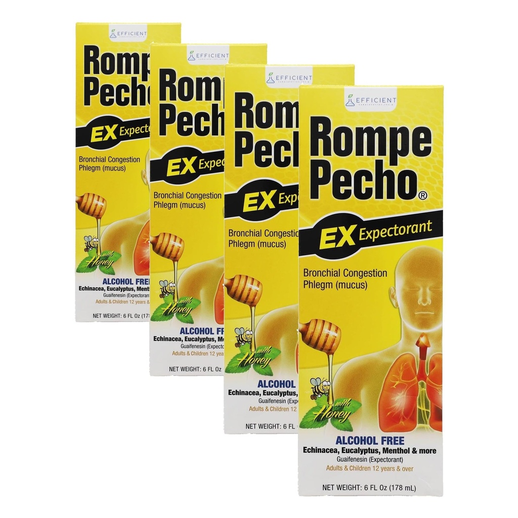 ROMPE PECHO EX (Expectorant) 6oz - Cold & Cough Syrup (Pack of 4)