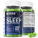 NEVISS Μελατονίνη Δωρεάν βοήθεια ύπνου Gummies για ενήλικες - Μαγνήσιο Γλυκινικό Gummies 