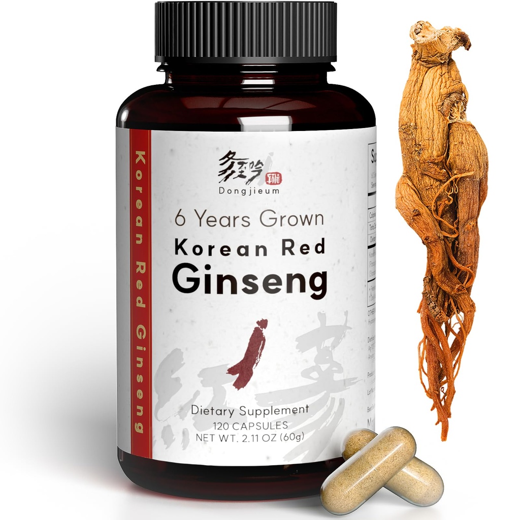 Korean Red Ginseng (6-Year Root) (Enhanced Ginsenoside) 120 Vegan Capsules