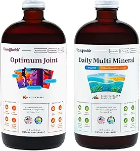 LIQUIDHEALTH Optimum Joint Glucosamine Chondroitin Supplement & Daily Multi Mineral Multivitamin Bundle for Men & Women - Sea Trace Minerals, Bone & Joint Health, Immune Support - Made in USA, Non-GMO