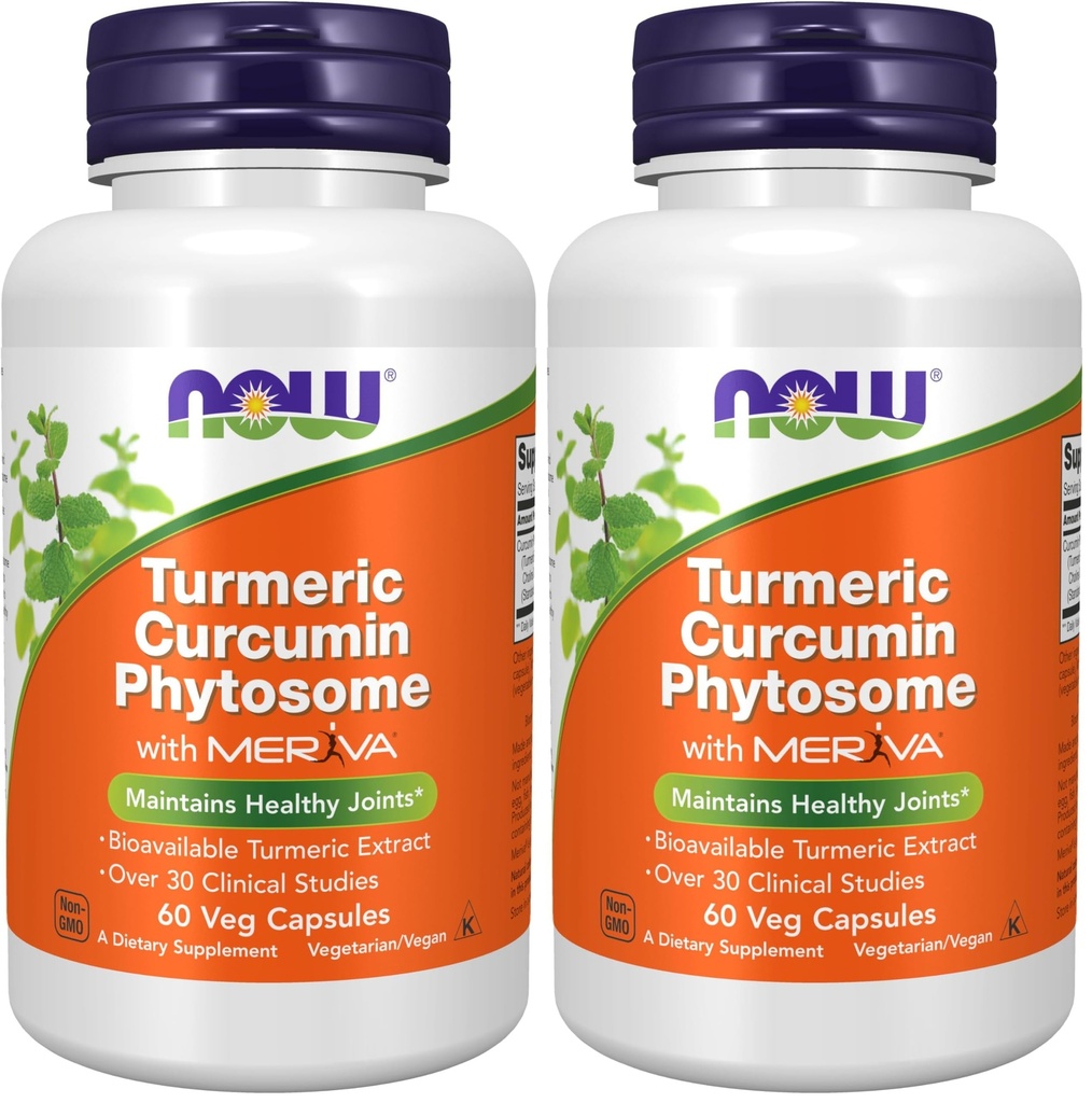 NOW Foods Supplements,Curcumin Phytosome,Bio-Enhanced Turmeric Extract,60 Veg Capsules,(Pack of 2)