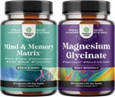 Δέσμη Advanced Brain Supplement for Memory and Focus and Magnesium Glycinate Capses for Adults - Memory Supplement for Brain Fog Clarity Energy and Rechall - Υποστήριξη ύπνου Ανοσία & Υγεία των οστών